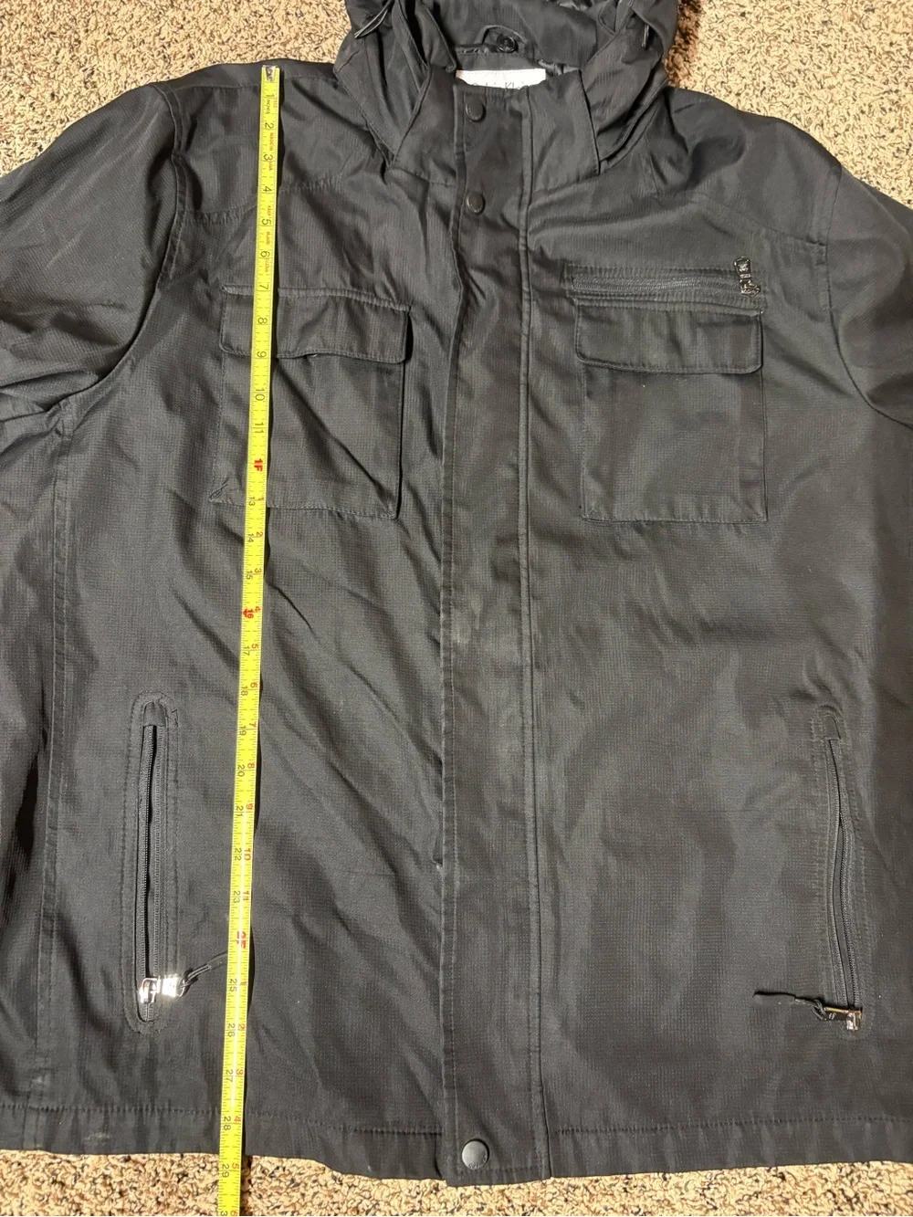 CALVIN KLEIN MEN'S LARGE 3 IN 1 BLACK COAT JACKET HOOD WATER RESISTANT